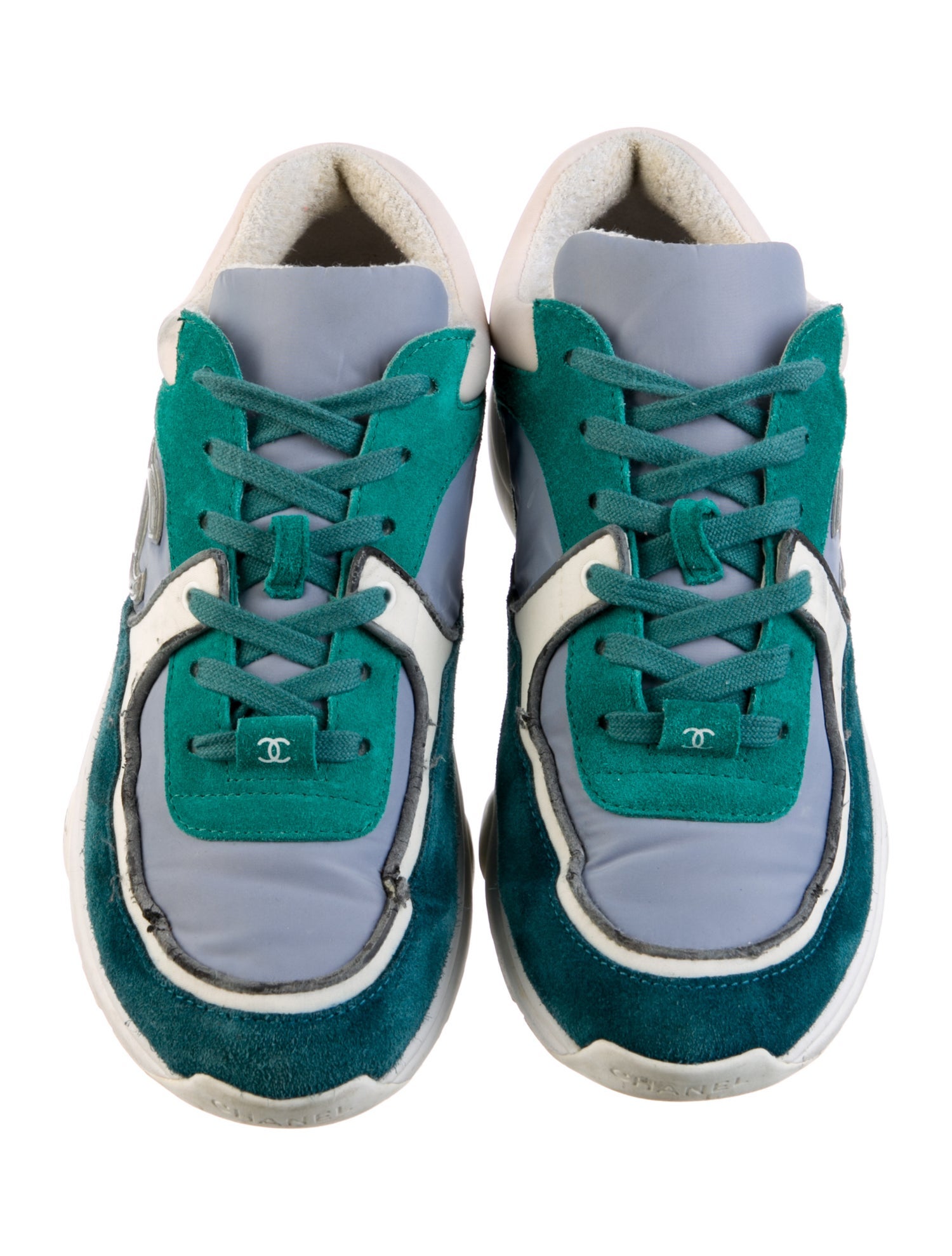 Chanel Interlocking CC Logo Suede Sneakers